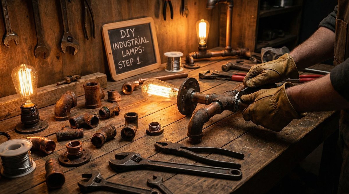 17c金属管件灯具DIY创意视频